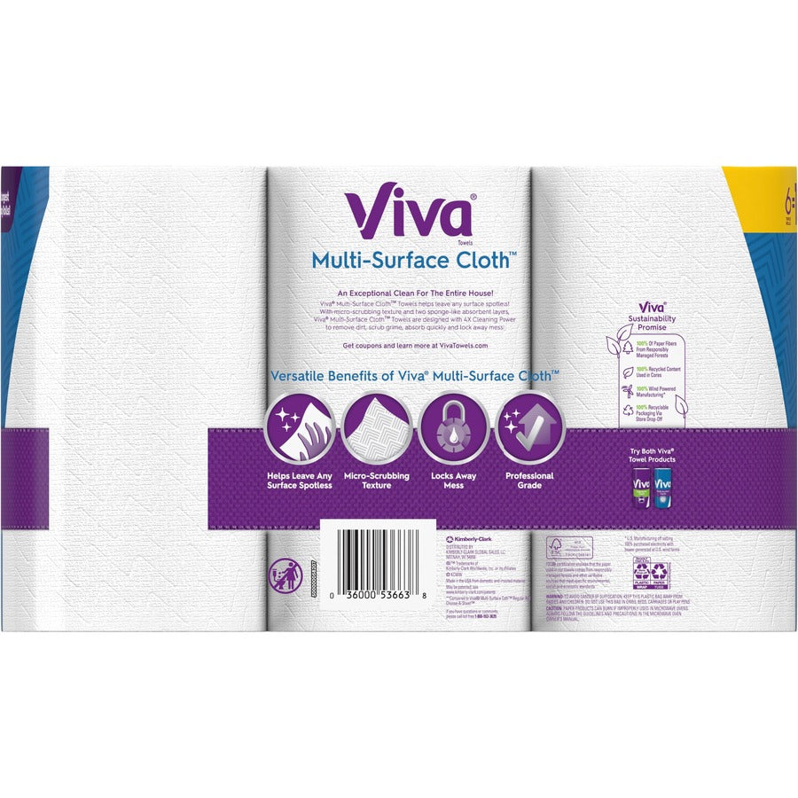 Multi-Surface Cloth Choose-A-Sheet Kitchen Roll Paper Towels, 2-Ply, 11 x 5.9, White, 165/Roll, 6 Rolls/Pack, 4 Packs/Carton
