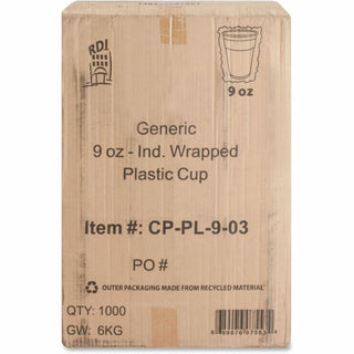 Coffee Pro 9oz Individually Wrapped Plastic Cups - 1000 / Carton - Red, Clear - Plastic, Polyethylene - Cold Drink - 2