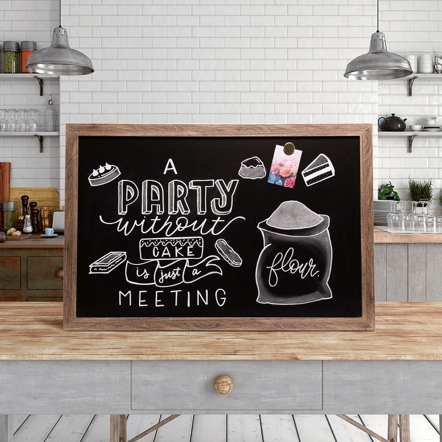U Brands Decor Magnetic Chalkboard - 23" Width x 35" Height - Rustic Wood Frame - Horizontal/Vertical - 1 Each