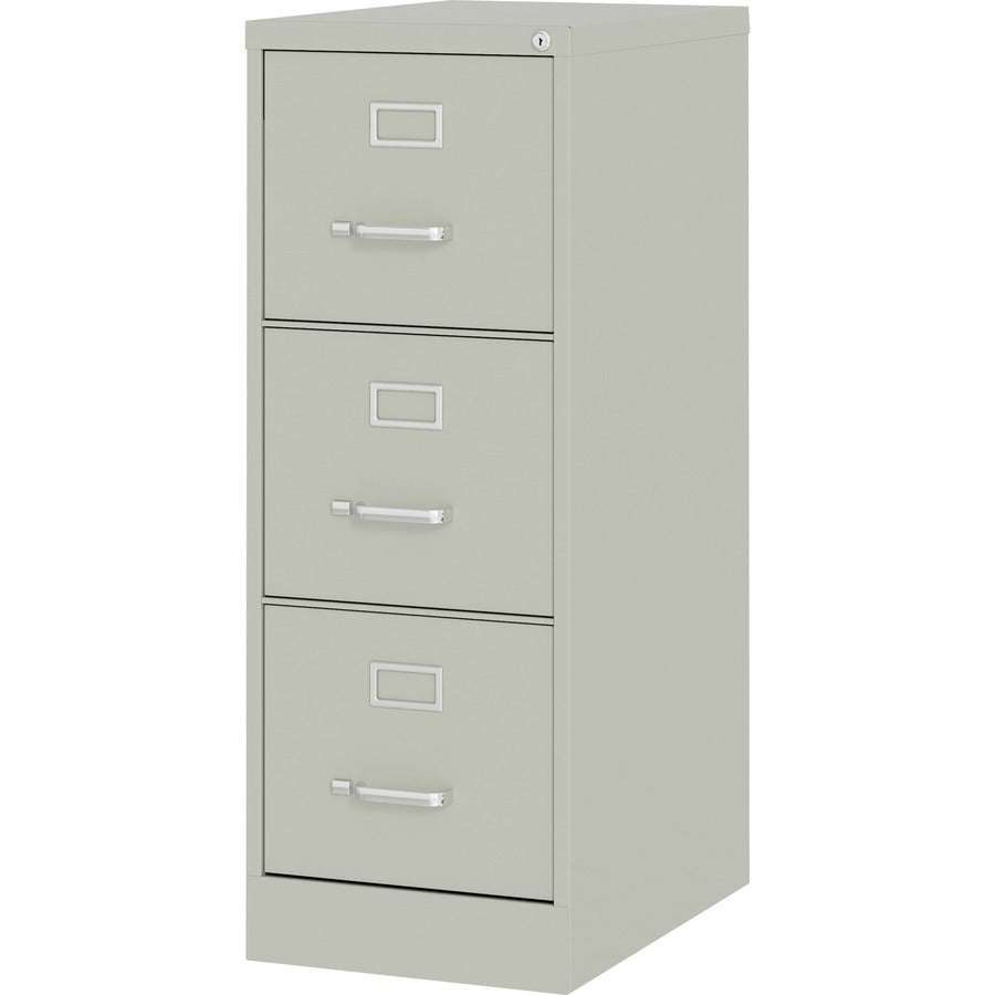 Lorell Fortress Series 22" Commercial-Grade Vertical File Cabinet - 15" x 22" x 40.2" - 3 x Drawer(s) for File - Letter - Vertical - Ball-bearing Suspension, Removable Lock, Pull Handle, Wire Management - Light Gray - Steel - Recycled