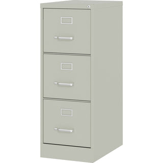 Lorell Fortress Series 22" Commercial-Grade Vertical File Cabinet - 15" x 22" x 40.2" - 3 x Drawer(s) for File - Letter - Vertical - Ball-bearing Suspension, Removable Lock, Pull Handle, Wire Management - Light Gray - Steel - Recycled