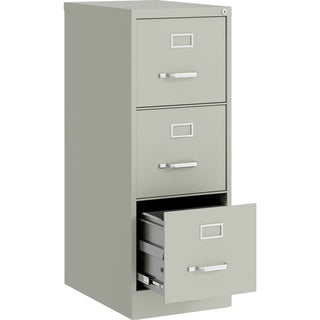 Lorell Fortress Series 22" Commercial-Grade Vertical File Cabinet - 15" x 22" x 40.2" - 3 x Drawer(s) for File - Letter - Vertical - Ball-bearing Suspension, Removable Lock, Pull Handle, Wire Management - Light Gray - Steel - Recycled
