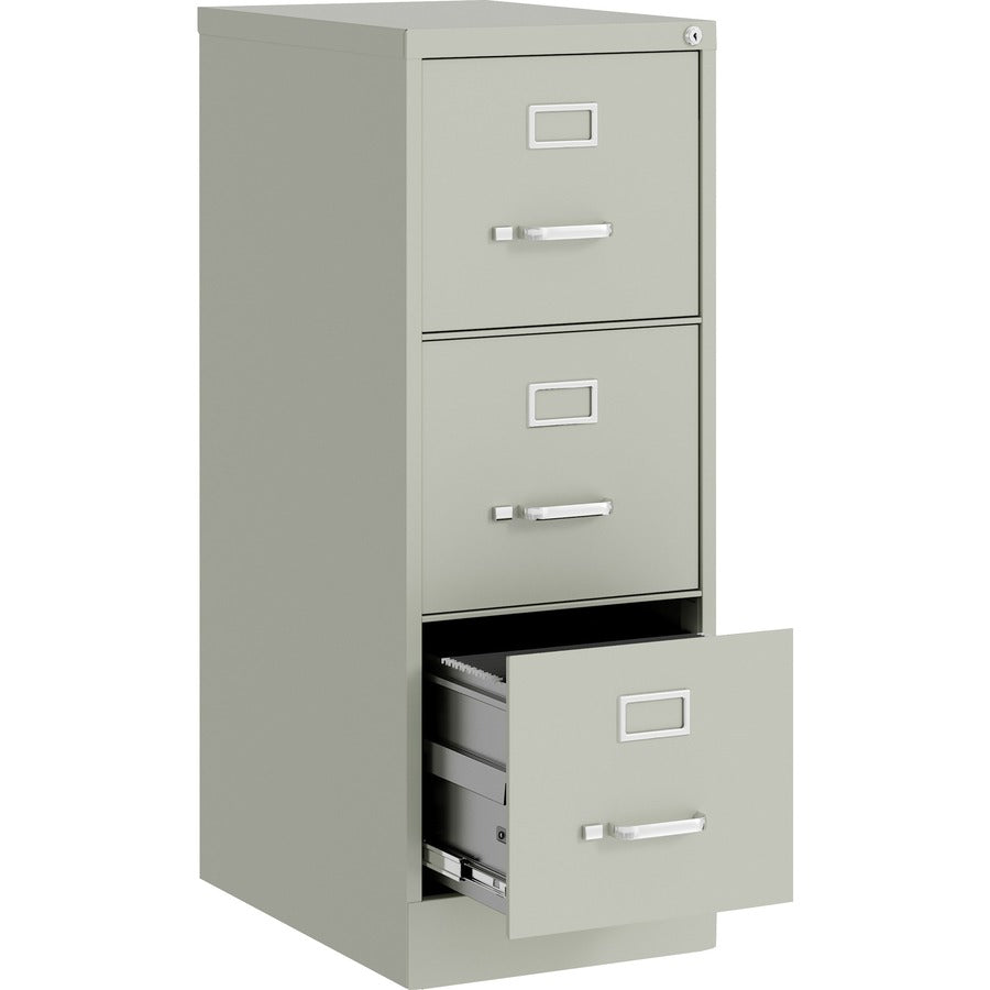 Lorell Fortress Series 22" Commercial-Grade Vertical File Cabinet - 15" x 22" x 40.2" - 3 x Drawer(s) for File - Letter - Vertical - Ball-bearing Suspension, Removable Lock, Pull Handle, Wire Management - Light Gray - Steel - Recycled