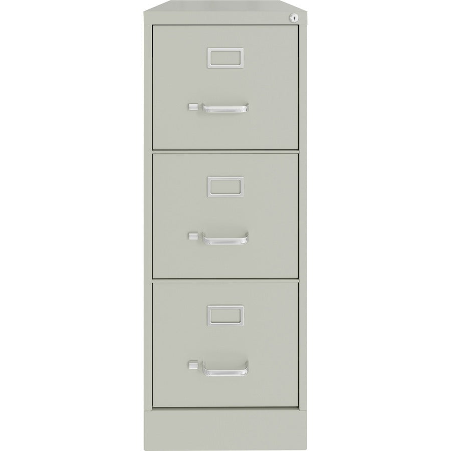 Lorell Fortress Series 22" Commercial-Grade Vertical File Cabinet - 15" x 22" x 40.2" - 3 x Drawer(s) for File - Letter - Vertical - Ball-bearing Suspension, Removable Lock, Pull Handle, Wire Management - Light Gray - Steel - Recycled