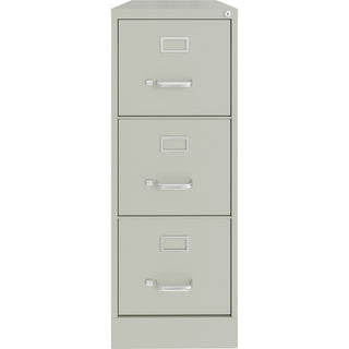 Lorell Fortress Series 22" Commercial-Grade Vertical File Cabinet - 15" x 22" x 40.2" - 3 x Drawer(s) for File - Letter - Vertical - Ball-bearing Suspension, Removable Lock, Pull Handle, Wire Management - Light Gray - Steel - Recycled