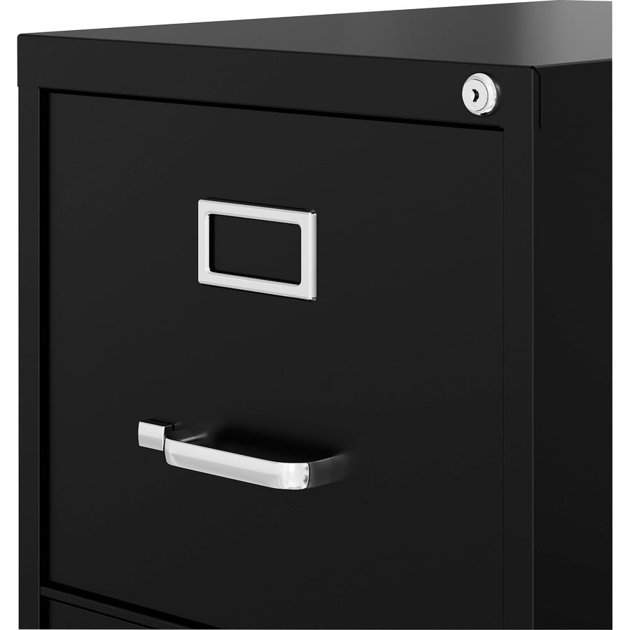 Lorell Fortress Series 22" Commercial-Grade Vertical File Cabinet - 15" x 22" x 40.2" - 3 x Drawer(s) for File - Letter - Vertical - Ball-bearing Suspension, Removable Lock, Pull Handle, Wire Management - Black - Steel - Recycled