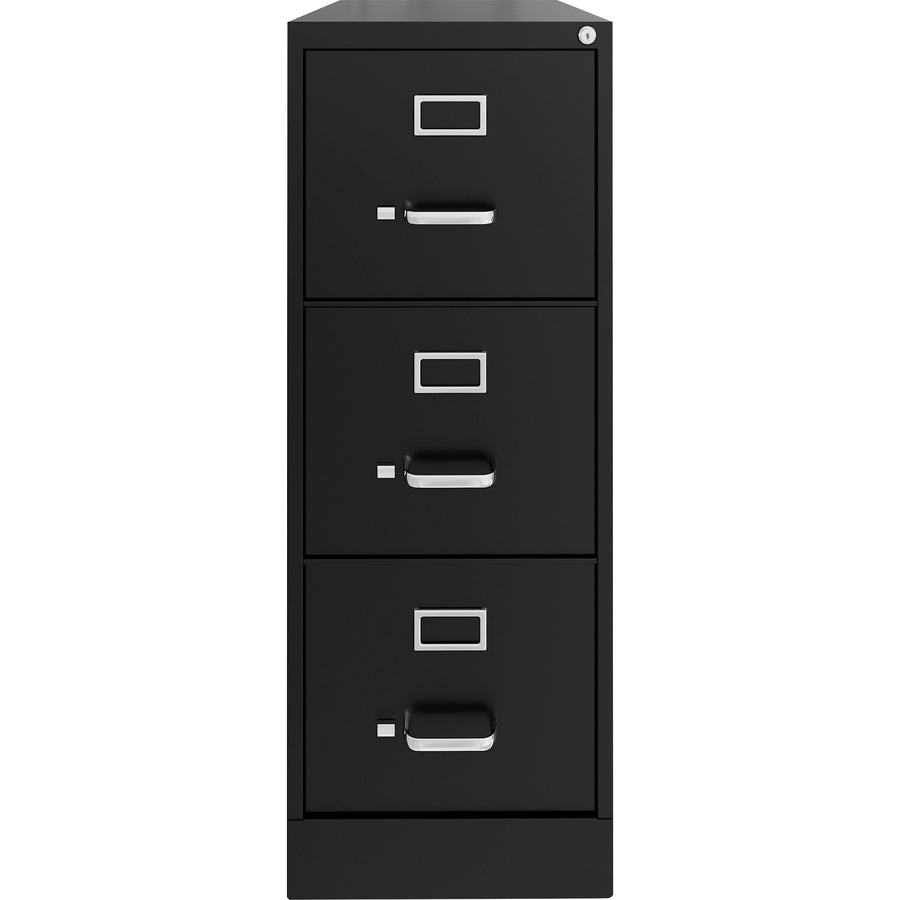 Lorell Fortress Series 22" Commercial-Grade Vertical File Cabinet - 15" x 22" x 40.2" - 3 x Drawer(s) for File - Letter - Vertical - Ball-bearing Suspension, Removable Lock, Pull Handle, Wire Management - Black - Steel - Recycled