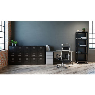Lorell Fortress Series 22" Commercial-Grade Vertical File Cabinet - 15" x 22" x 40.2" - 3 x Drawer(s) for File - Letter - Vertical - Ball-bearing Suspension, Removable Lock, Pull Handle, Wire Management - Black - Steel - Recycled