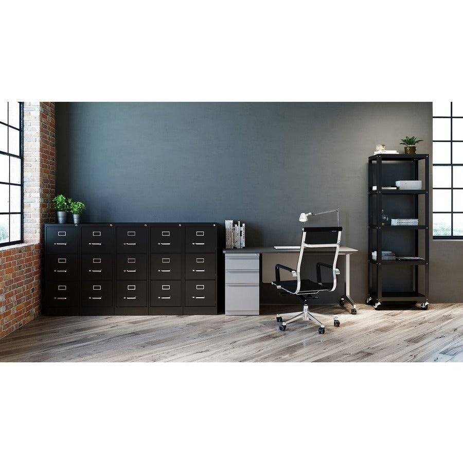 Lorell Fortress Series 22" Commercial-Grade Vertical File Cabinet - 15" x 22" x 40.2" - 3 x Drawer(s) for File - Letter - Vertical - Ball-bearing Suspension, Removable Lock, Pull Handle, Wire Management - Black - Steel - Recycled