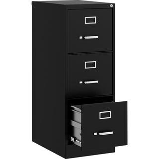 Lorell Fortress Series 22" Commercial-Grade Vertical File Cabinet - 15" x 22" x 40.2" - 3 x Drawer(s) for File - Letter - Vertical - Ball-bearing Suspension, Removable Lock, Pull Handle, Wire Management - Black - Steel - Recycled