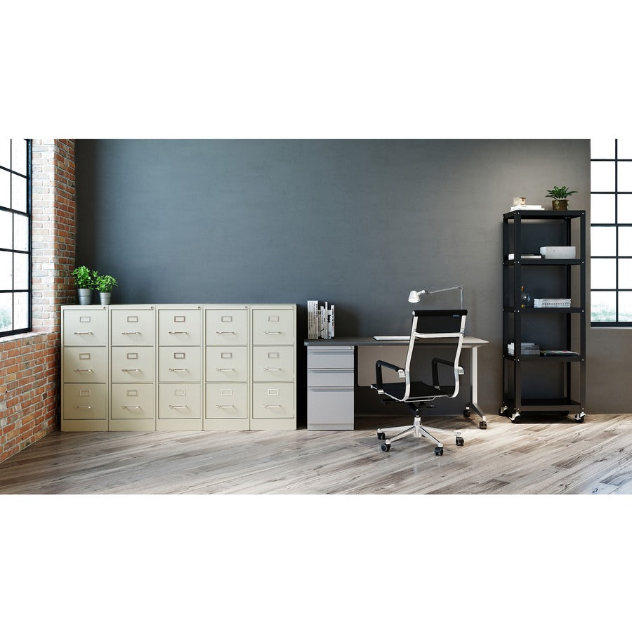 Lorell Fortress Series 22" Commercial-Grade Vertical File Cabinet - 15" x 22" x 40.2" - 3 x Drawer(s) for File - Letter - Vertical - Ball-bearing Suspension, Removable Lock, Pull Handle, Wire Management - Putty - Steel - Recycled