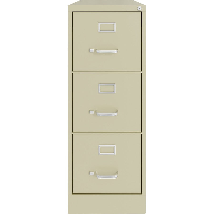 Lorell Fortress Series 22" Commercial-Grade Vertical File Cabinet - 15" x 22" x 40.2" - 3 x Drawer(s) for File - Letter - Vertical - Ball-bearing Suspension, Removable Lock, Pull Handle, Wire Management - Putty - Steel - Recycled