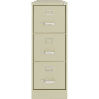 Lorell Fortress Series 22" Commercial-Grade Vertical File Cabinet - 15" x 22" x 40.2" - 3 x Drawer(s) for File - Letter - Vertical - Ball-bearing Suspension, Removable Lock, Pull Handle, Wire Management - Putty - Steel - Recycled