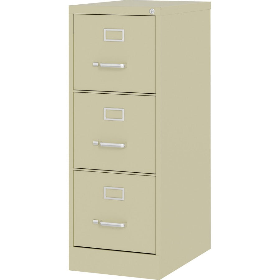 Lorell Fortress Series 22" Commercial-Grade Vertical File Cabinet - 15" x 22" x 40.2" - 3 x Drawer(s) for File - Letter - Vertical - Ball-bearing Suspension, Removable Lock, Pull Handle, Wire Management - Putty - Steel - Recycled