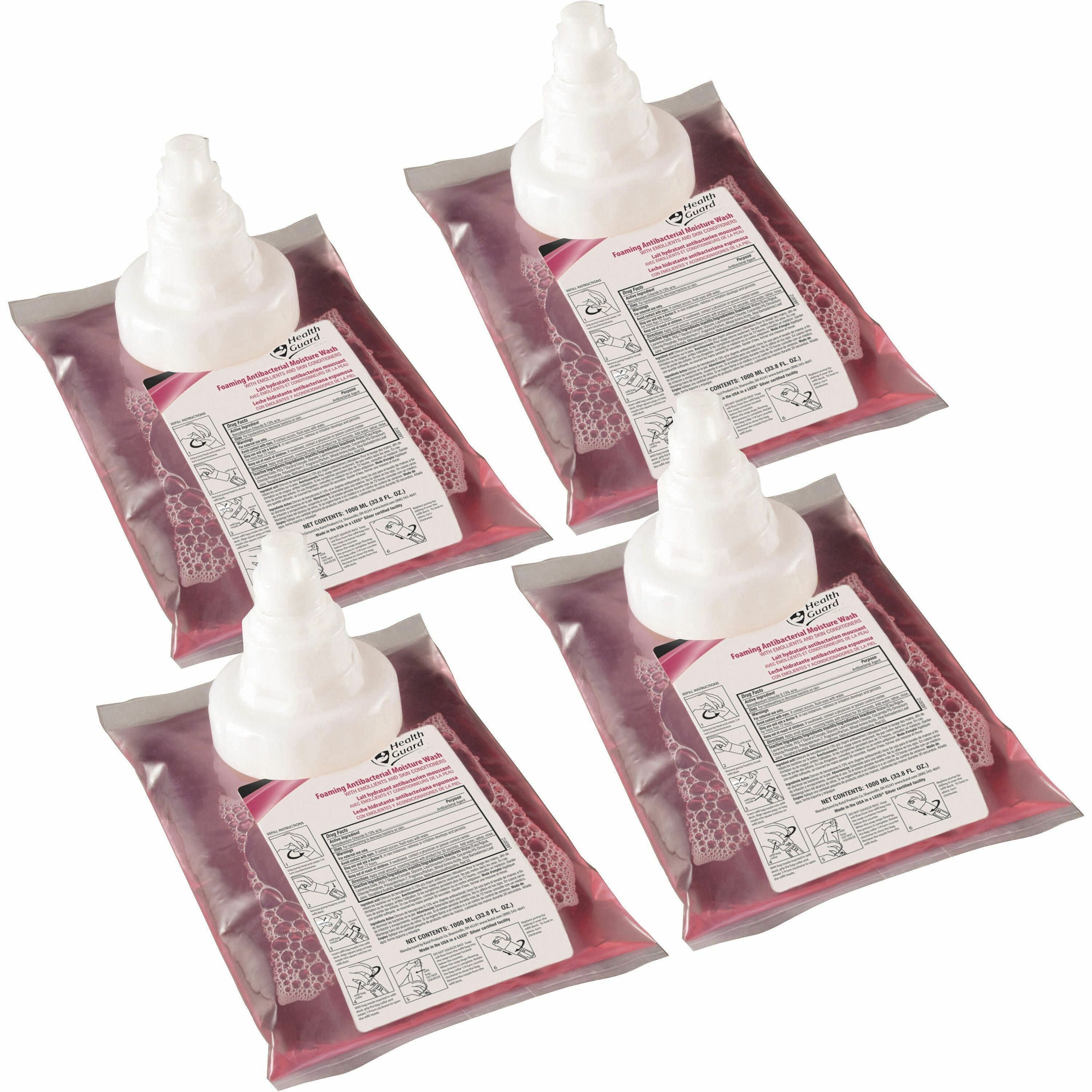 Health Guard Foaming Antibacterial Moisture Wash - Grapefruit ScentFor - 33.8 fl oz (1000 mL) - Kill Germs - Multipurpose - Moisturizing - Antibacterial - Pink - Humectant - 4 / Carton - 1