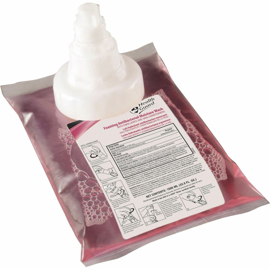 Health Guard Foaming Antibacterial Moisture Wash - Grapefruit ScentFor - 33.8 fl oz (1000 mL) - Kill Germs - Multipurpose - Moisturizing - Antibacterial - Pink - Humectant - 4 / Carton - 2