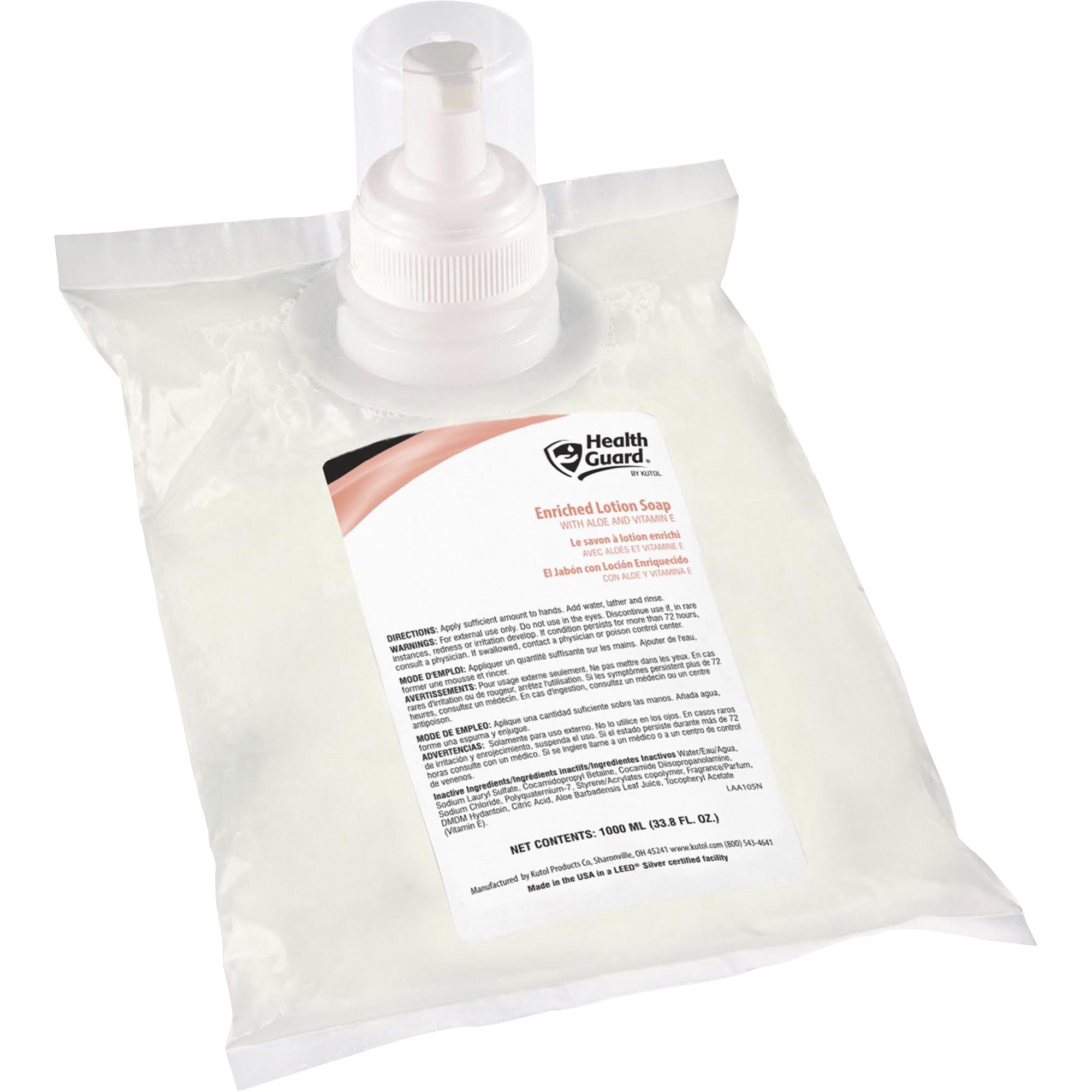 health-guard-ez-foam-refill-enriched-lotion-soap-floral-scentfor-338-fl-oz-1000-ml-soil-remover-multipurpose-hand-moisturizing-white-textured-6-carton_kut8141 - 1