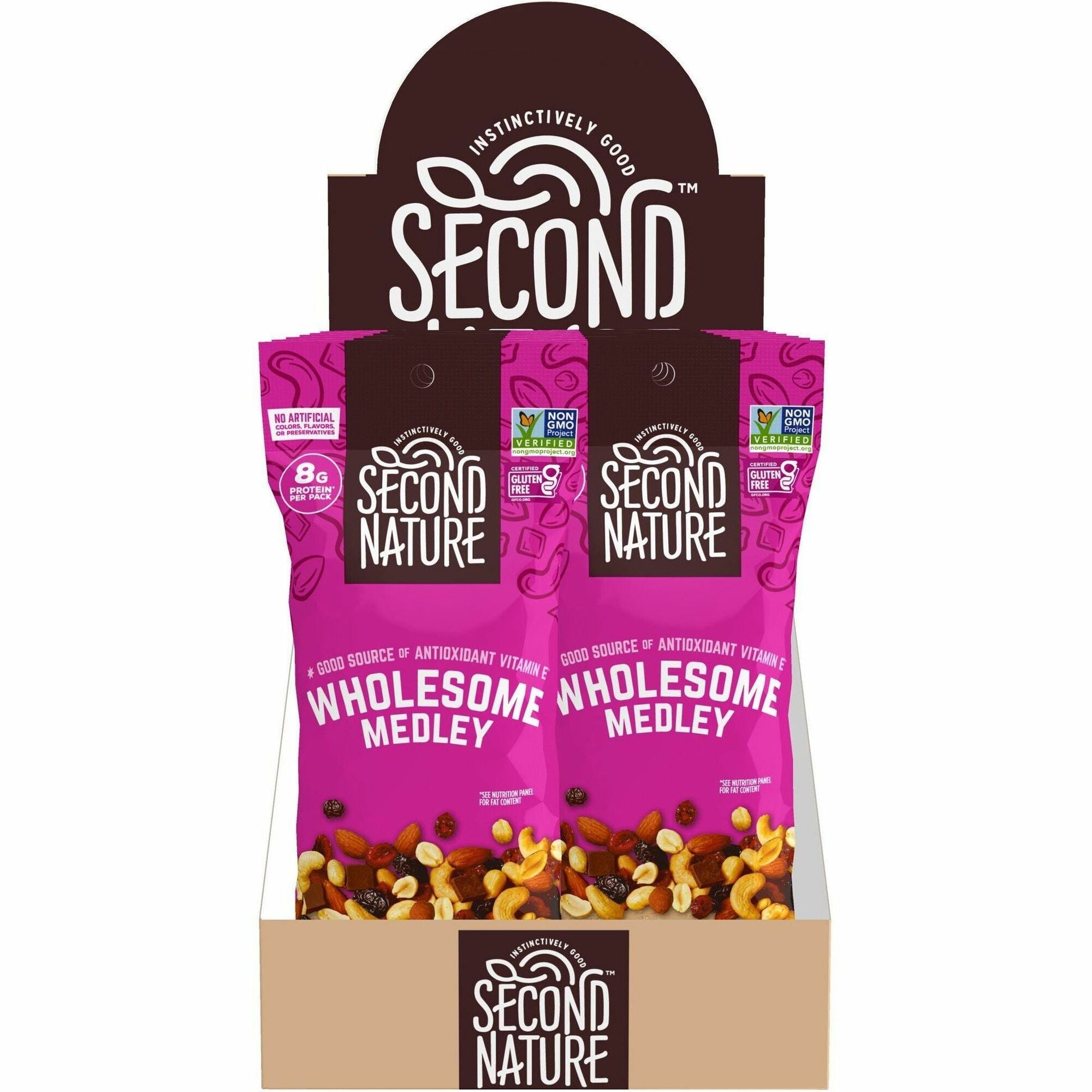 Wholesome Medley Assorted Trail Mix, 2.25 oz Bag, 12 Bags/Box