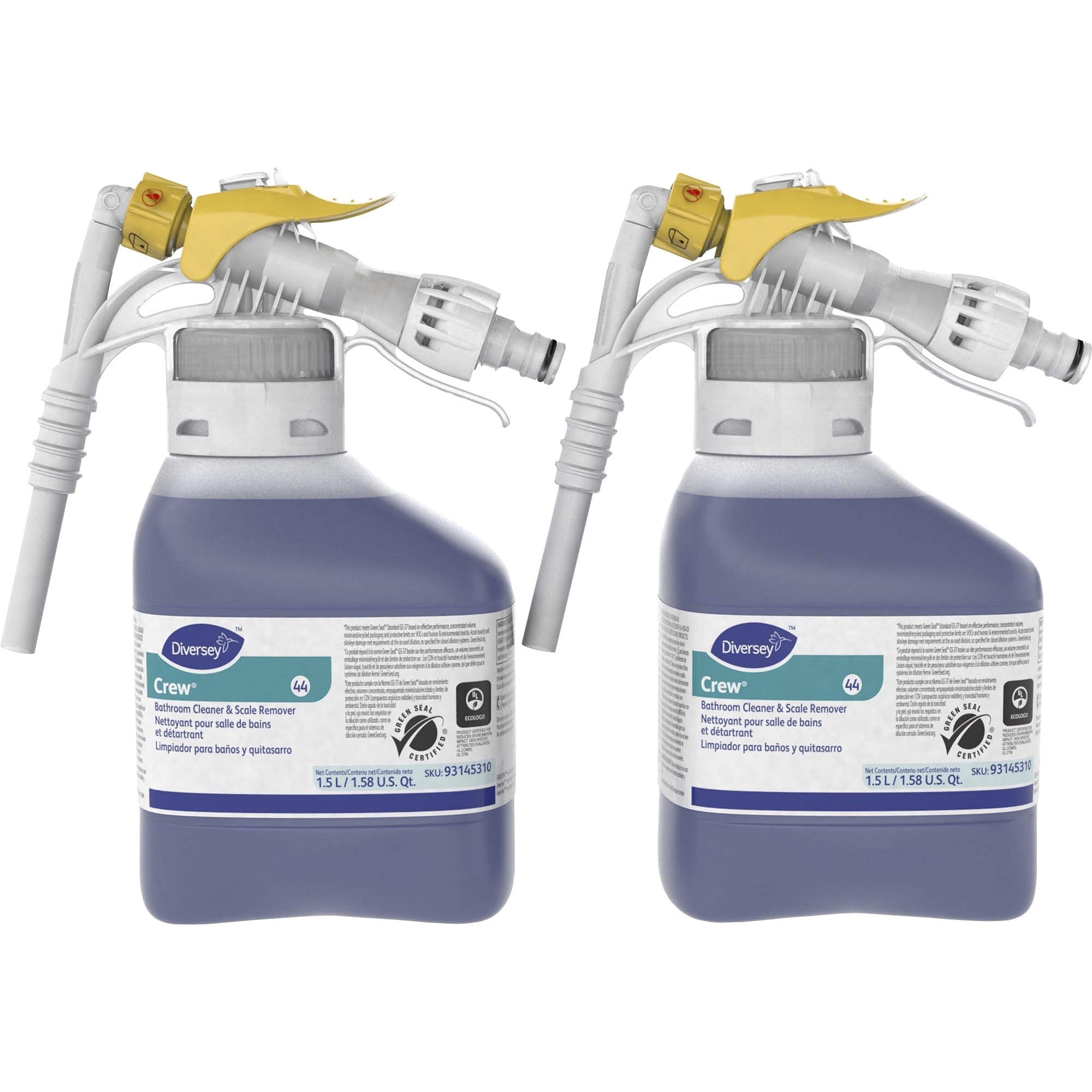 Diversey Crew Bathroom Cleaner/Scale Remover - Ready-To-Use - 50.7 fl oz (1.6 quart) - Surfactant ScentSpray - 2 / Carton - Non-corrosive - Purple
