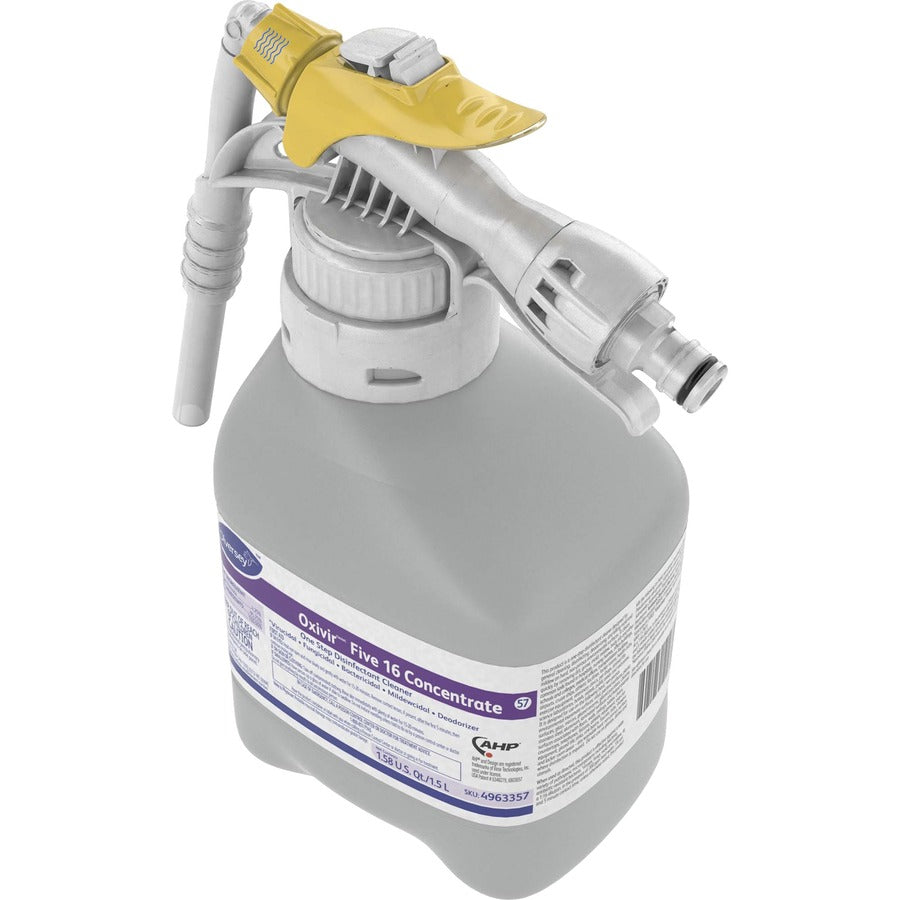 Diversey Oxivir Five 16 Concentrate Cleaner - Ready-To-Use/Concentrate - 50.7 fl oz (1.6 quart) - Characteristic Scent - 2 / Box - Fast Acting, VOC-free, NPE-free, Virucidal, Bactericide, Fungicide, Fragrance-free - Clear
