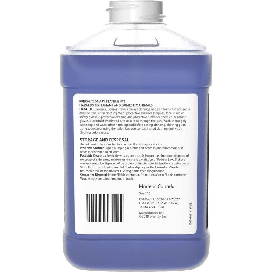Diversey Virex Plus Disinfectant Cleaner - Concentrate - 84.5 fl oz (2.6 quart) - Surfactant Scent - 2 / Carton - Bactericide, Virucidal, Fungicide, Deodorize - Blue
