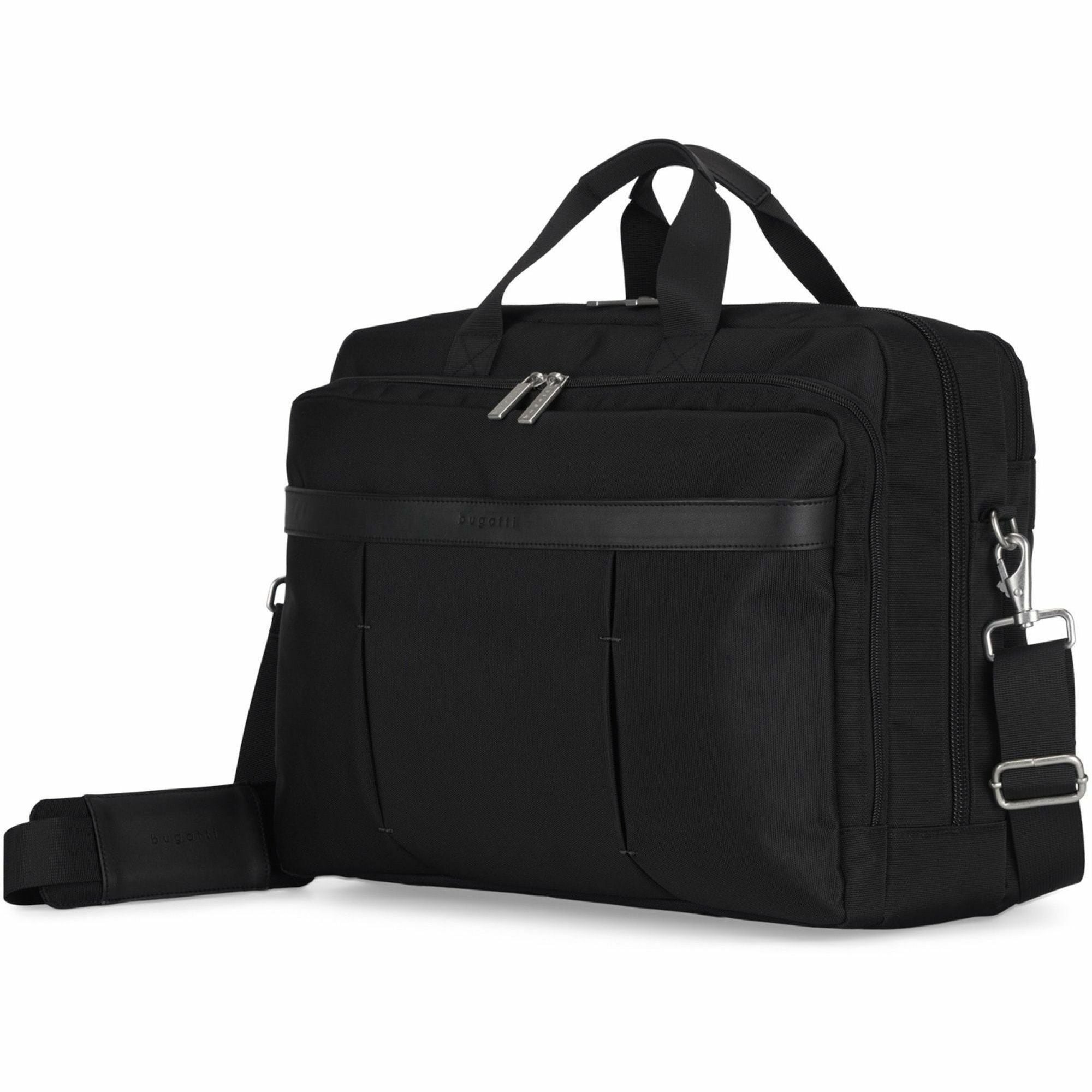 bugatti Gregory Carrying Case (Briefcase) for 17" to 17.3" Notebook - Black - Damage Resistant, Tangle Resistant Shoulder Strap - Ballistic Nylon Body - Trolley Strap, Handle, Shoulder Strap - 13" Height x 8" Width x 18" Depth - 1 Each - 2