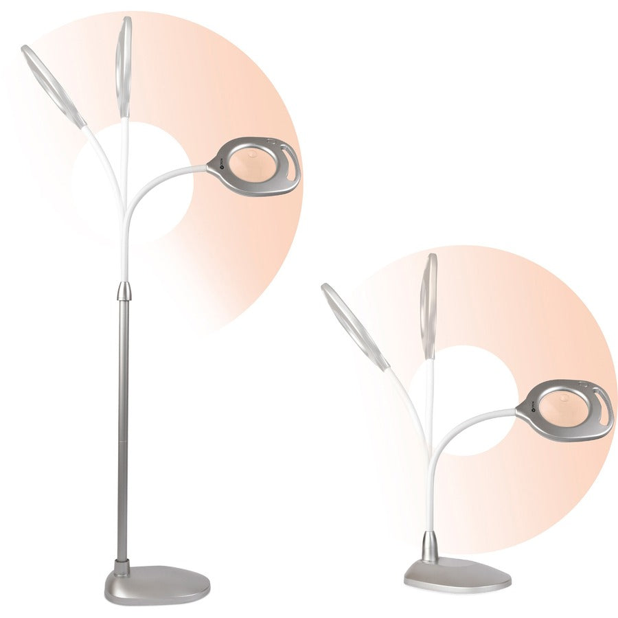 OttLite LED Magnifier Floor & Table Light - 54.8" Height - LED Bulb - Glare-free Light, Flexible Neck, Handle, Adjustable Height - 240 lm Lumens - Floor-mountable, Table Top - for Table