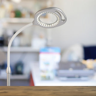 OttLite LED Magnifier Floor & Table Light - 54.8" Height - LED Bulb - Glare-free Light, Flexible Neck, Handle, Adjustable Height - 240 lm Lumens - Floor-mountable, Table Top - for Table