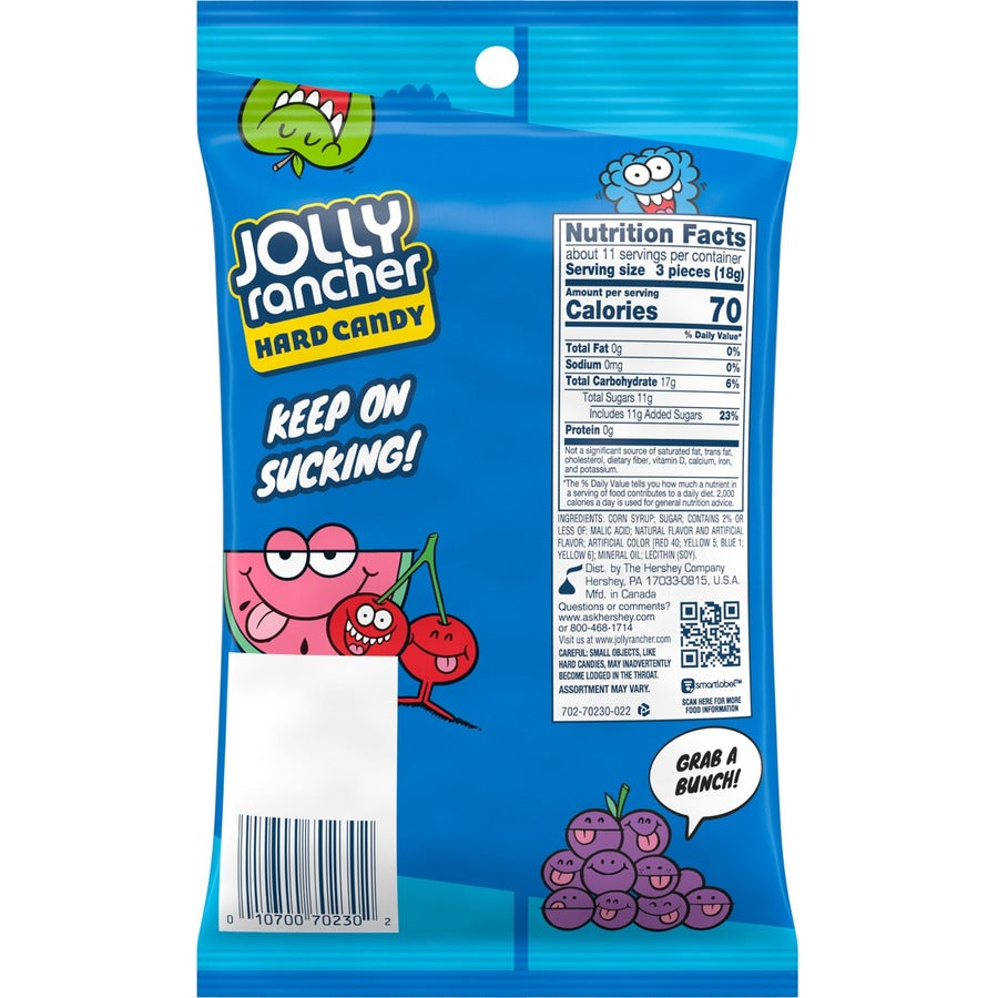 jolly-rancher-hard-candy-green-apple-blue-raspberry-cherry-watermelon-grape-individually-wrapped-trans-fat-free-7-oz-12-carton_hrs70230 - 2