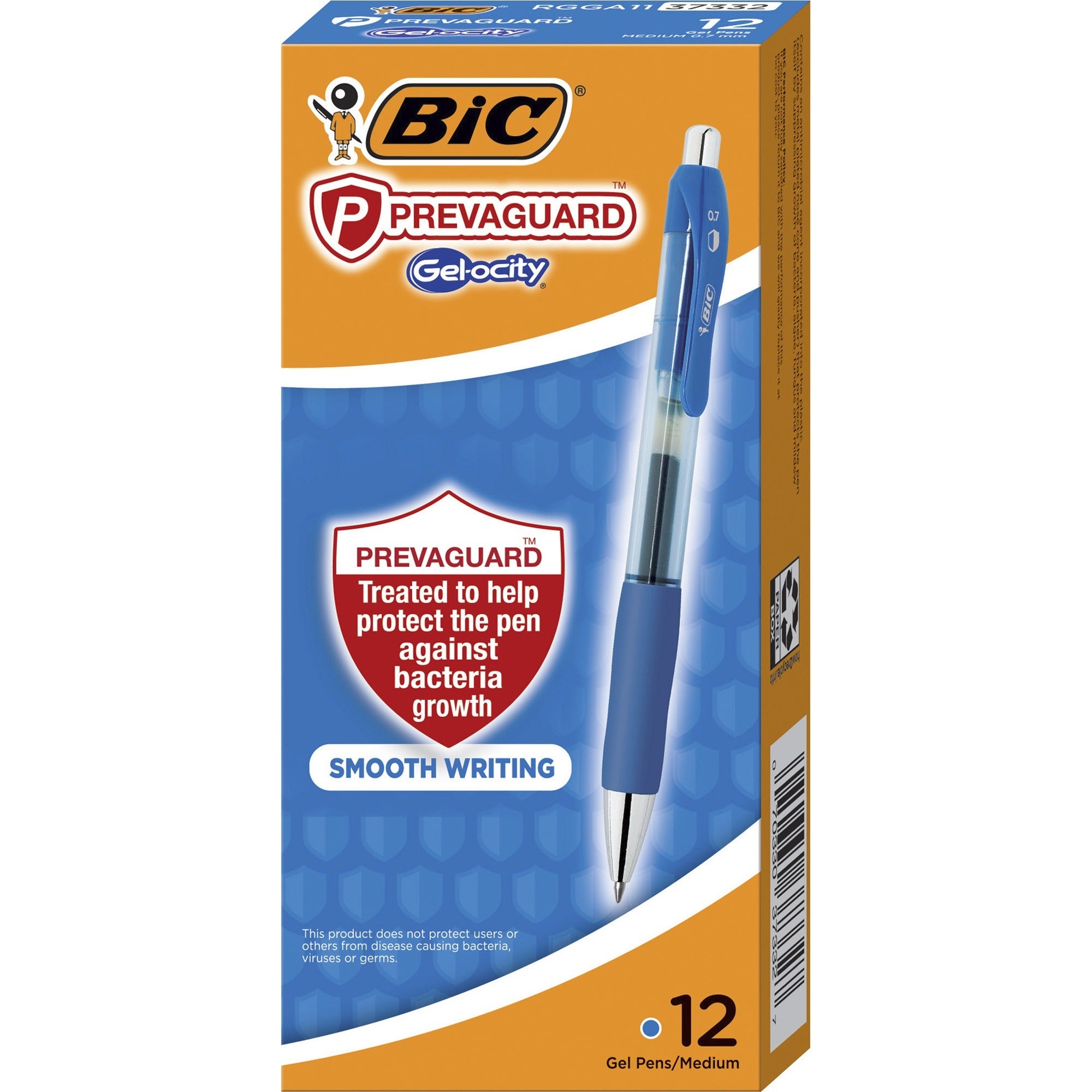 PrevaGuard Gel-ocity Retractable Gel Pen, Medium 0.7 mm, Blue Ink, Clear/Blue Barrel, Dozen