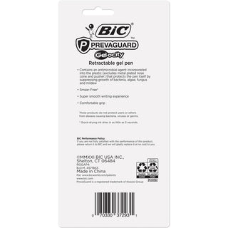 BIC PrevaGuard Gel-ocity Gel Pen - 0.7 mm Pen Point Size - Black Gel-based Ink - 4 / Pack