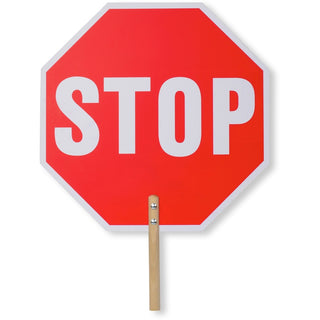 Tatco STOP / SLOW 2-sided Handheld Sign - 1 Each - STOP/SLOW Print/Message - 0.2" Width x 18" Height - Double Sided - Weather Proof, Long Lasting, Comfortable Grip, Lightweight, Handheld - Hardboard, Wood - Multicolor