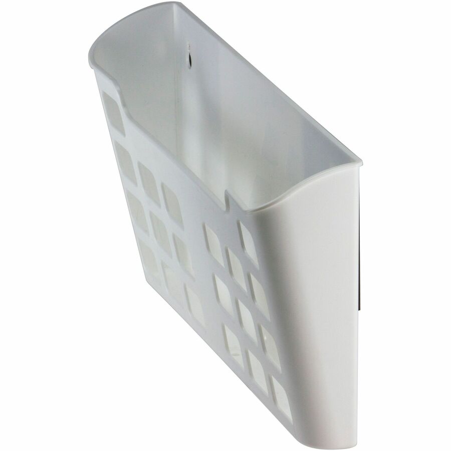 Officemate Magnetplus Magnetic File Pocket - 6.7" Height x 13.6" Width x 2.5" Depth - Magnetic, Suction Cup, Damage Resistant, Front Cut-out - White - Plastic - 1 Each - 3