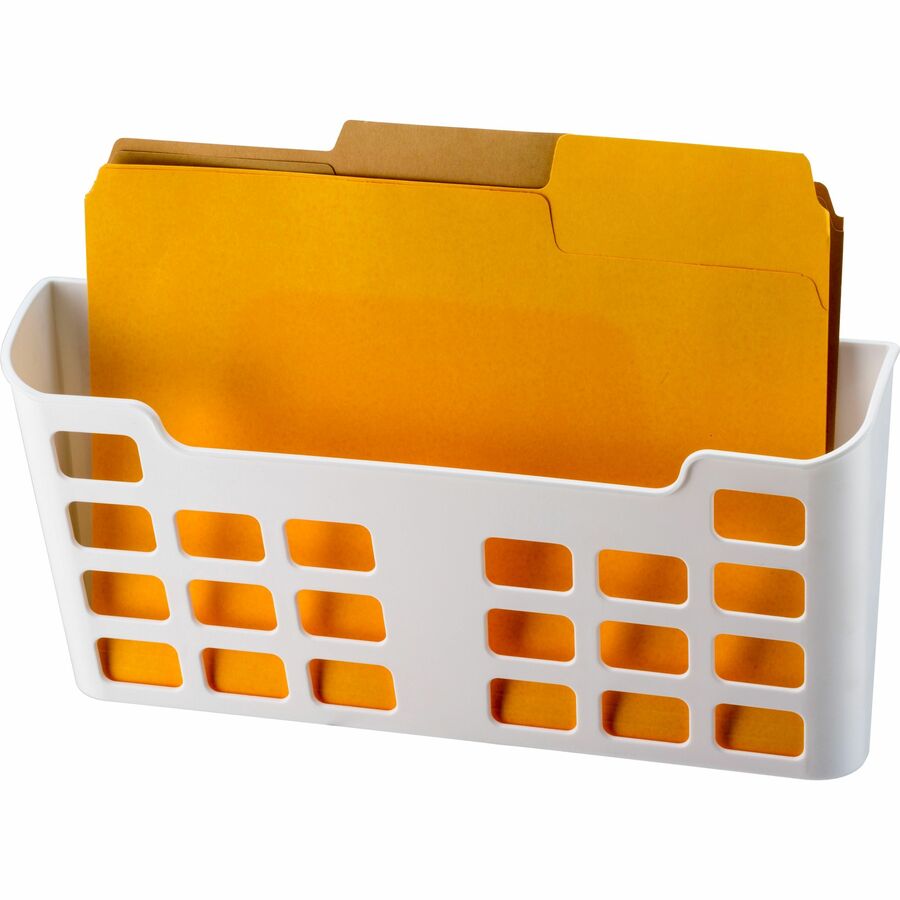 Officemate Magnetplus Magnetic File Pocket - 6.7" Height x 13.6" Width x 2.5" Depth - Magnetic, Suction Cup, Damage Resistant, Front Cut-out - White - Plastic - 1 Each - 8