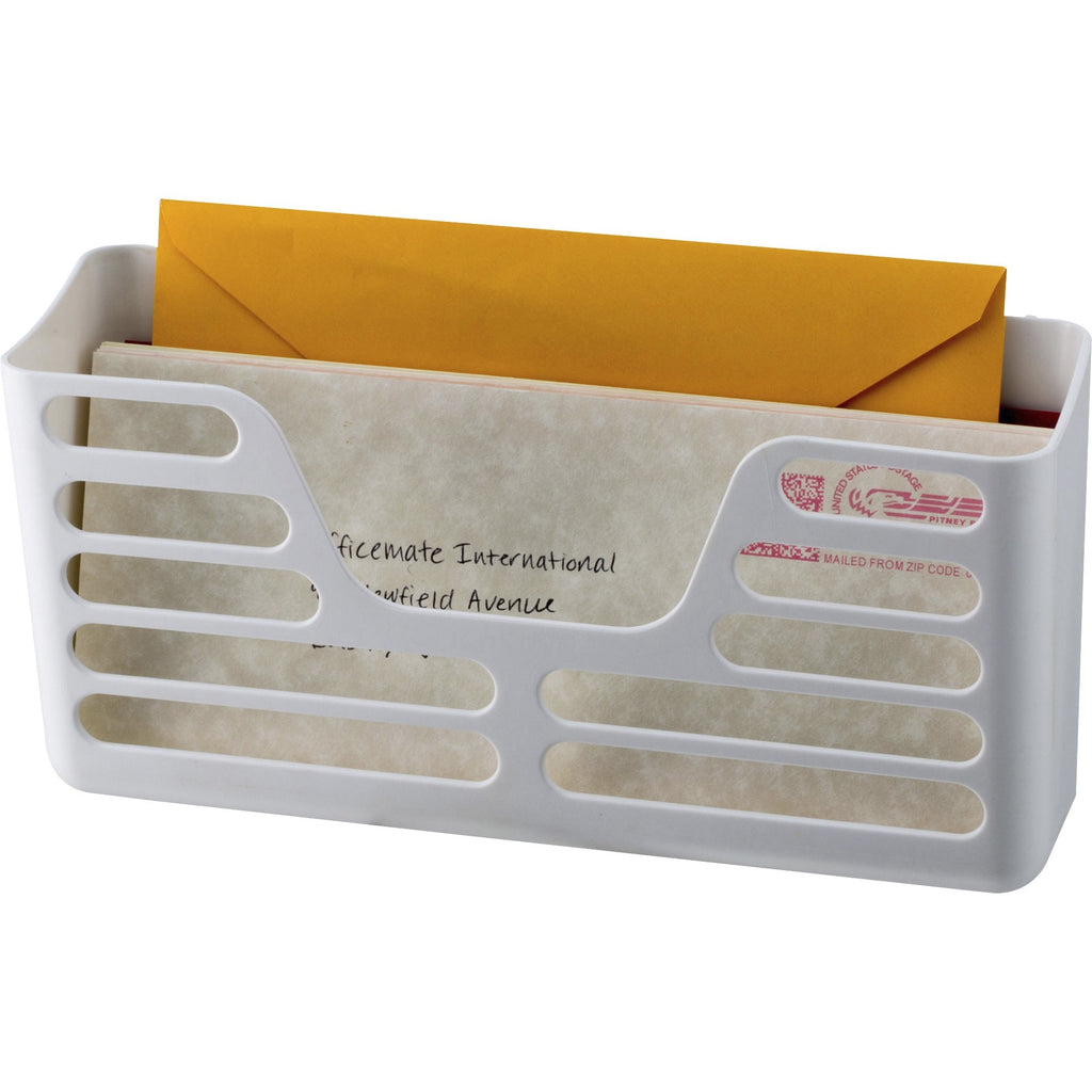 Officemate Magnetplus Magnetic Utility Pocket - 2 Pocket(s) - 5.3" Height x 10.3" Width x 3" Depth - Magnetic, Suction Cup, Closet, Sturdy, Front Cut-out, Damage Resistant - White - 1 Each - 1