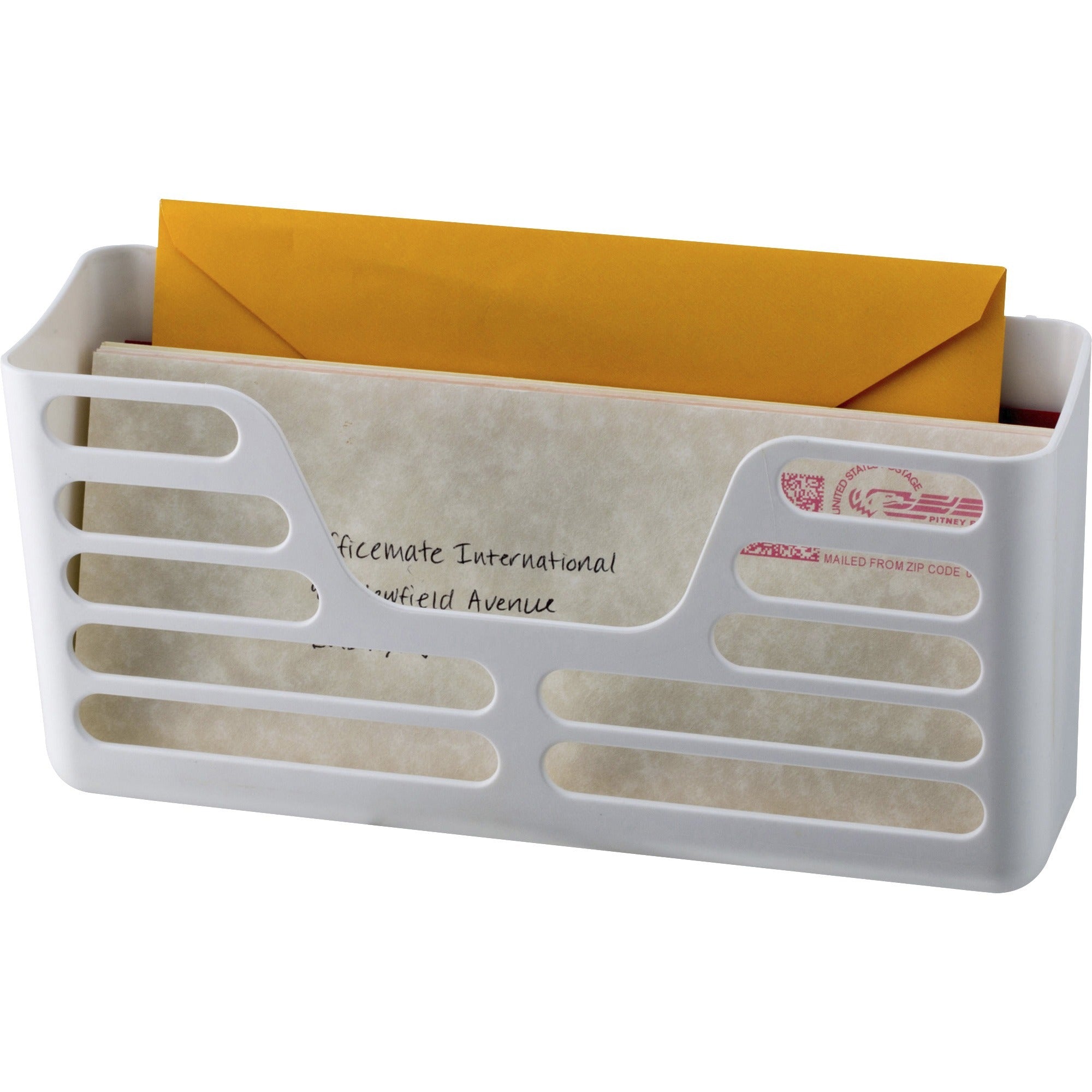 Officemate Magnetplus Magnetic Utility Pocket - 2 Pocket(s) - 5.3" Height x 10.3" Width x 3" Depth - Magnetic, Suction Cup, Closet, Sturdy, Front Cut-out, Damage Resistant - White - 1 Each - 1