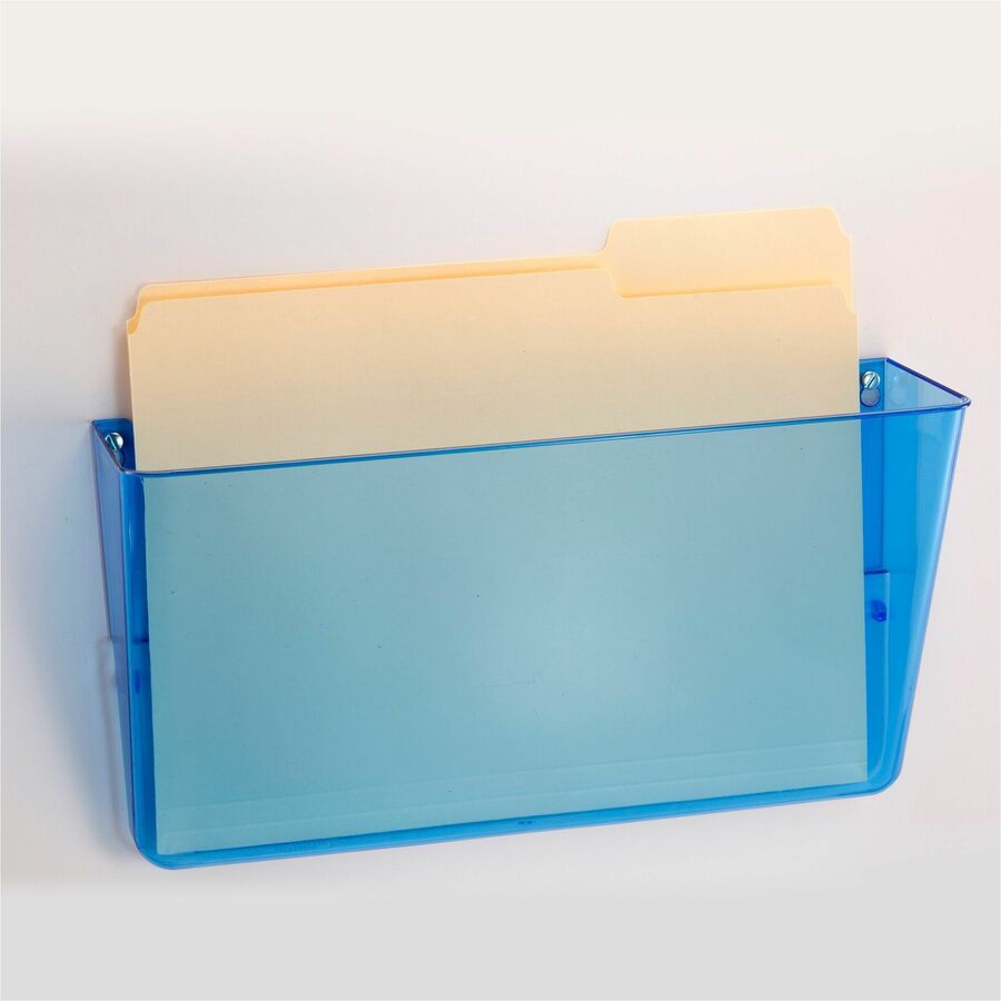Officemate Blue Glacier Wall File, 3/Box - 15" Height x 13" Width x 4.1" Depth - Stackable - Transparent Blue - Plastic - 3 / Pack