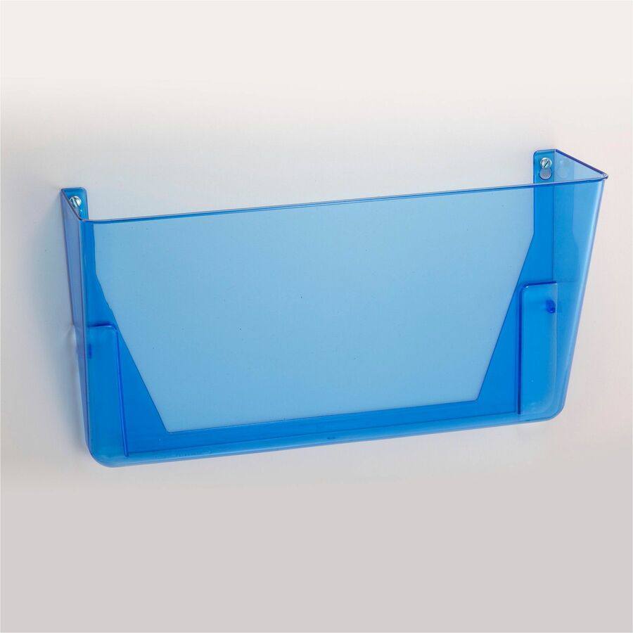 Officemate Blue Glacier Wall File, 3/Box - 15" Height x 13" Width x 4.1" Depth - Stackable - Transparent Blue - Plastic - 3 / Pack