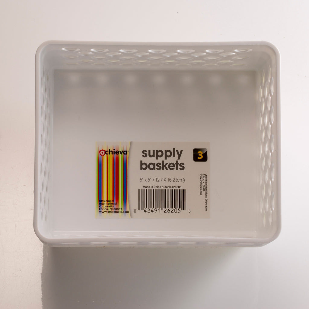officemate-achieva-medium-supply-basket-3-pk-24-height-x-61-width-x-5-depth-compact-stackable-storage-space-white-plastic-3-pack_oic26205 - 2