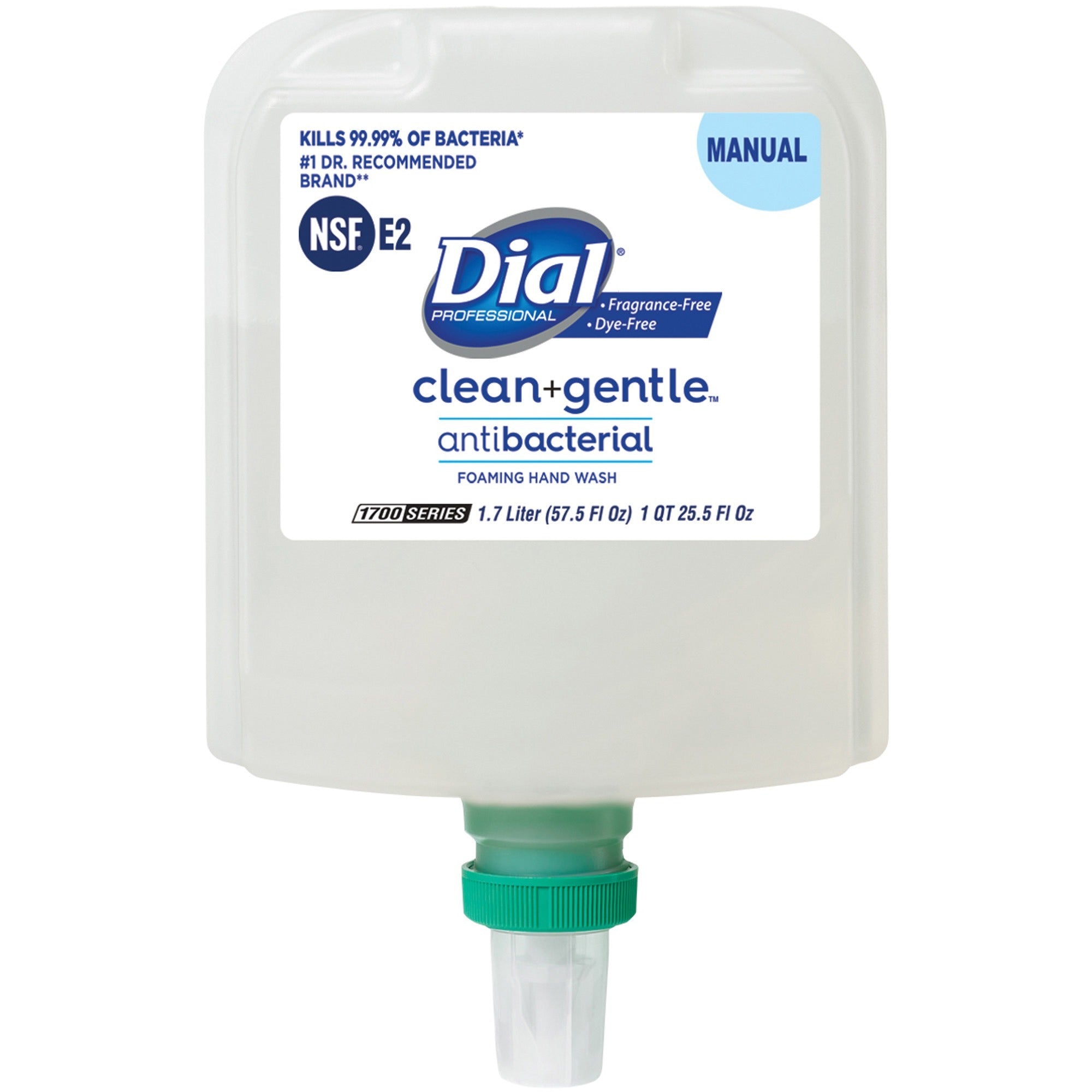 dial-professional-clean-and-gentle-antibacterial-foaming-hand-wash-575-fl-oz-1700-ml-bacteria-remover-odor-remover-skin-hand-antibacterial-fragrance-free-dye-free-1-each_dia32088 - 1