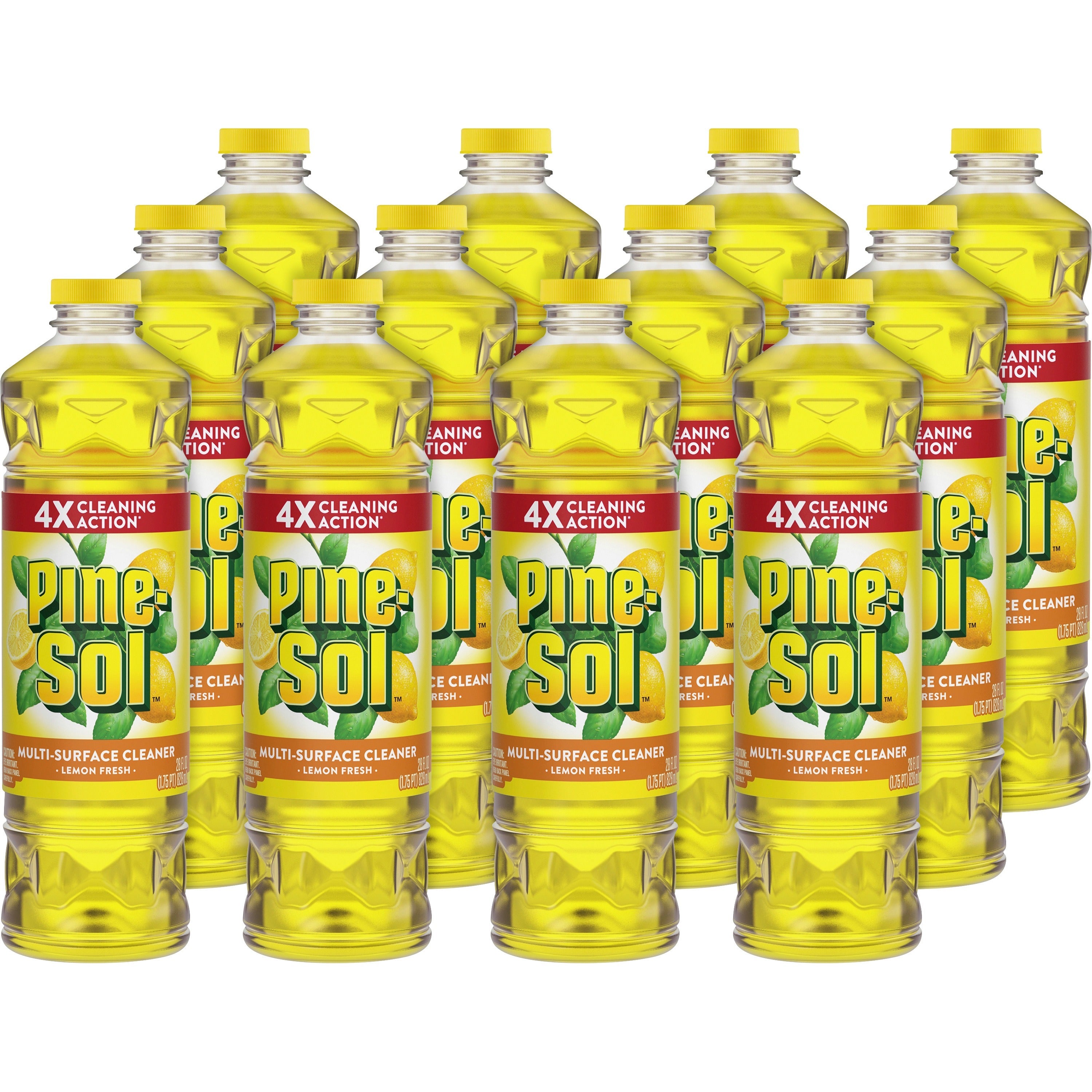 Pine-Sol All Purpose Multi-Surface Cleaner - Concentrate - 28 fl oz (0.9 quart) - Lemon Fresh Scent - 12 / Carton - Deodorize, Long Lasting, Non-sticky, Rinse-free, Disinfectant - Yellow - 1