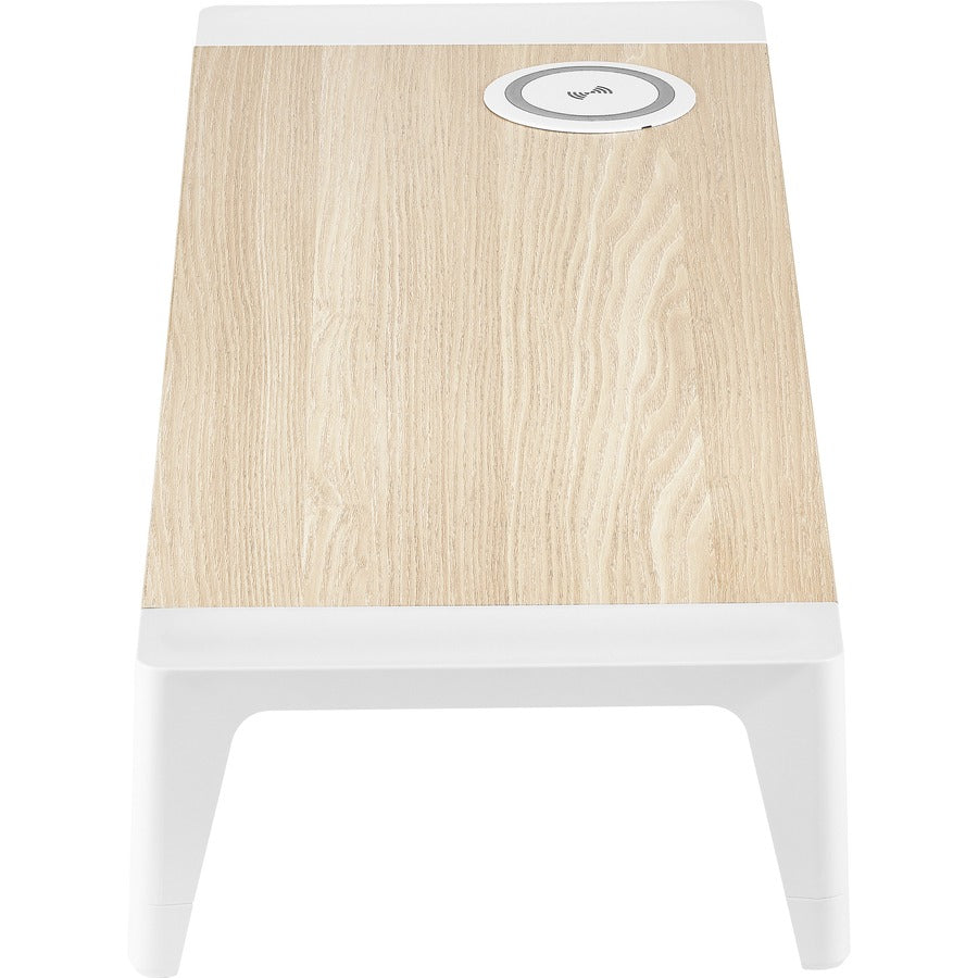 Wooden Monitor Stand with Wireless Charging Pad, 9.8" x 26.77" x 4.13", White