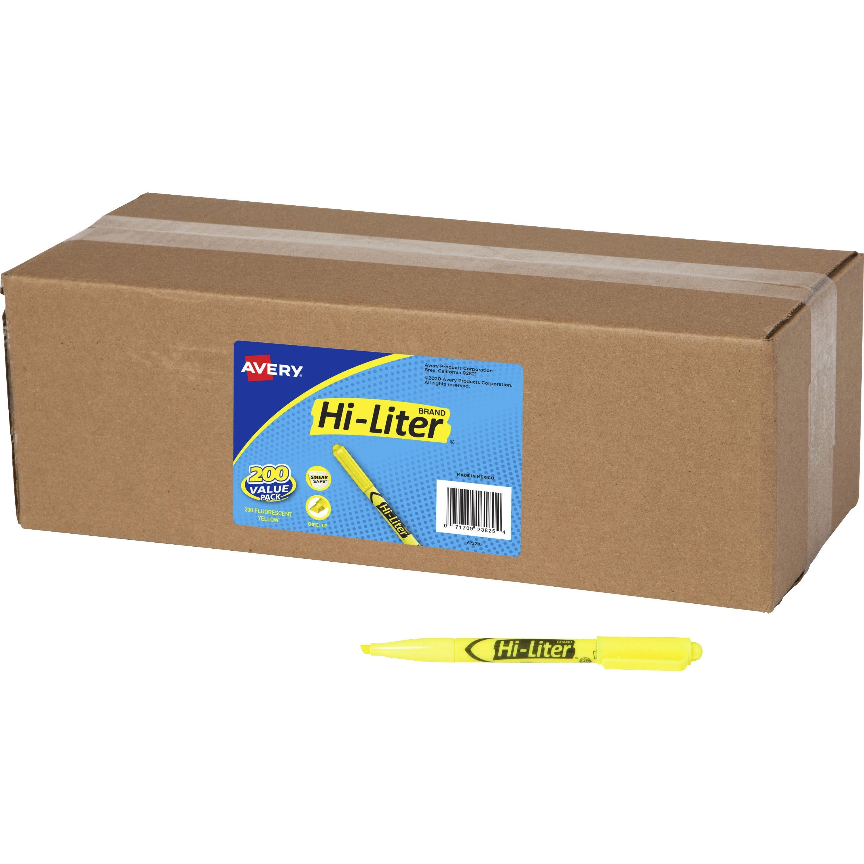 hi-liter-pen-style-highlighters-chisel-marker-point-style-fluorescent-yellow-200-carton_ave23825 - 1