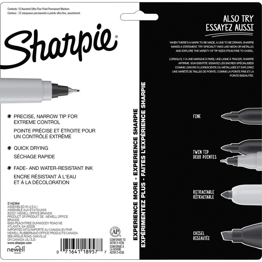Sharpie Mystic Gems Permanent Markers - Ultra Fine Marker Point - Multi - 12 / Pack