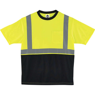 GloWear 8289BK Class 2 Hi-Vis T-Shirt with Black Bottom, X-Large, Lime, Ships in 1-3 Business Days