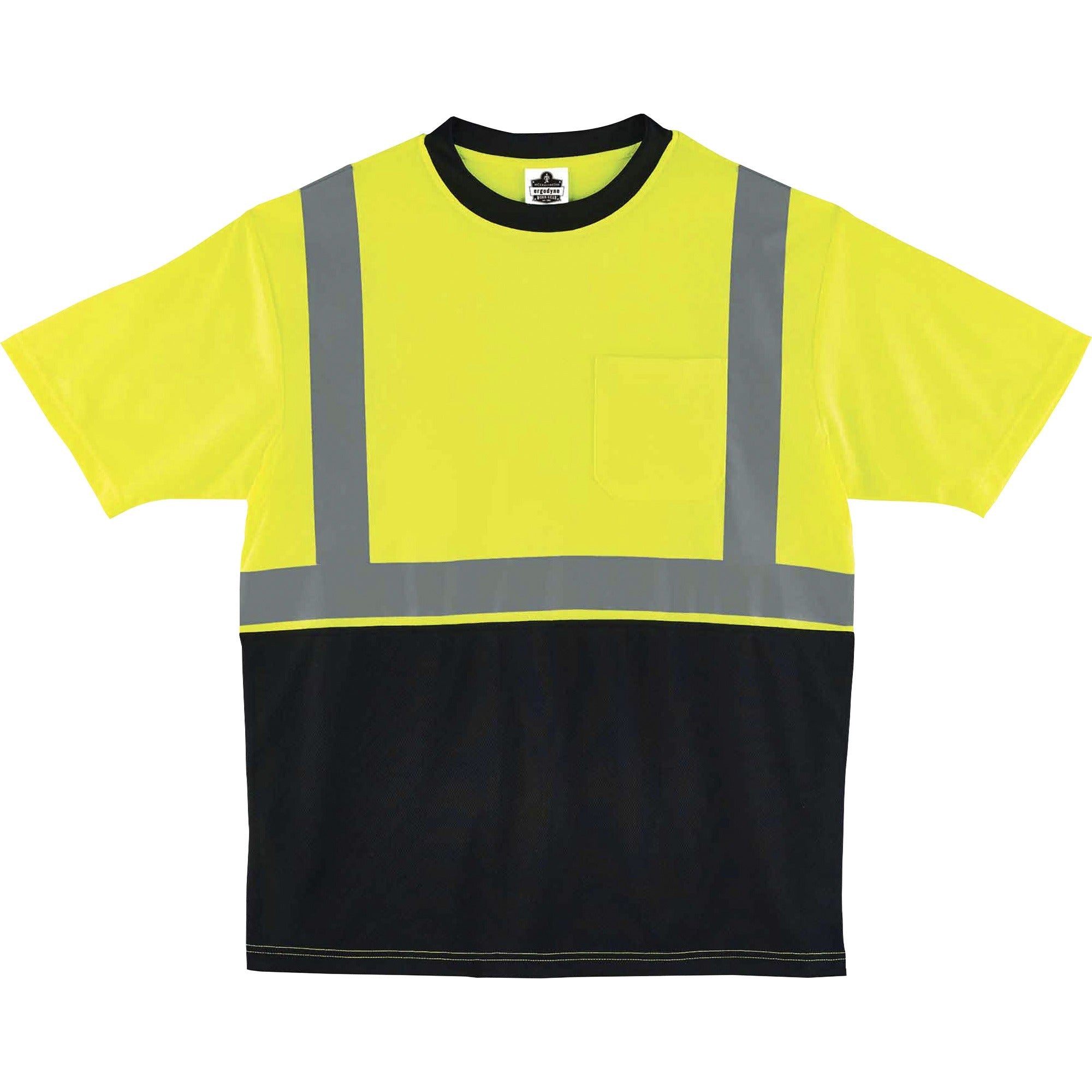 GloWear 8289BK Class 2 Hi-Vis T-Shirt with Black Bottom, 4X-Large, Lime, Ships in 1-3 Business Days