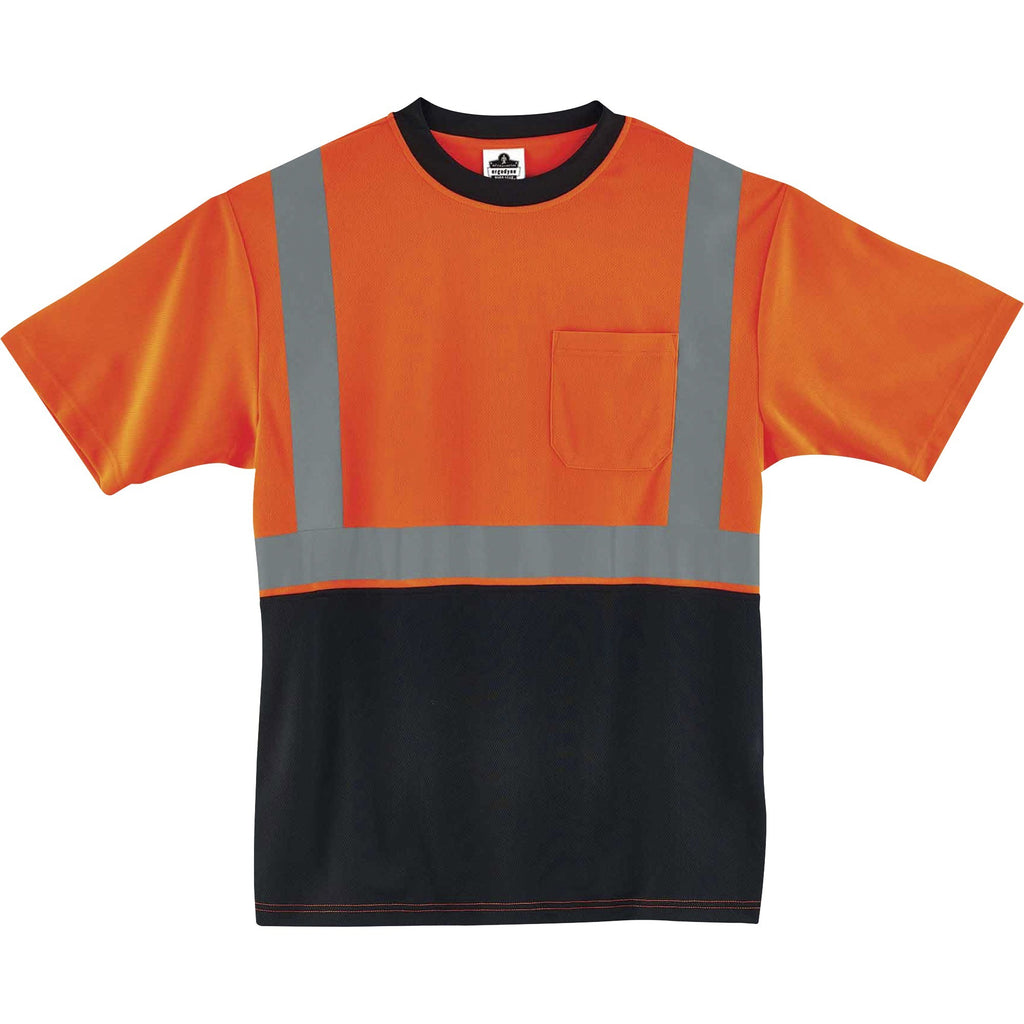GloWear 8289BK Class 2 Hi-Vis T-Shirt with Black Bottom, Medium, Orange, Ships in 1-3 Business Days