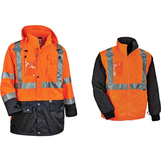 GloWear 8388 Class 3/2 Hi-Vis Thermal Jacket Kit, Large, Orange, Ships in 1-3 Business Days