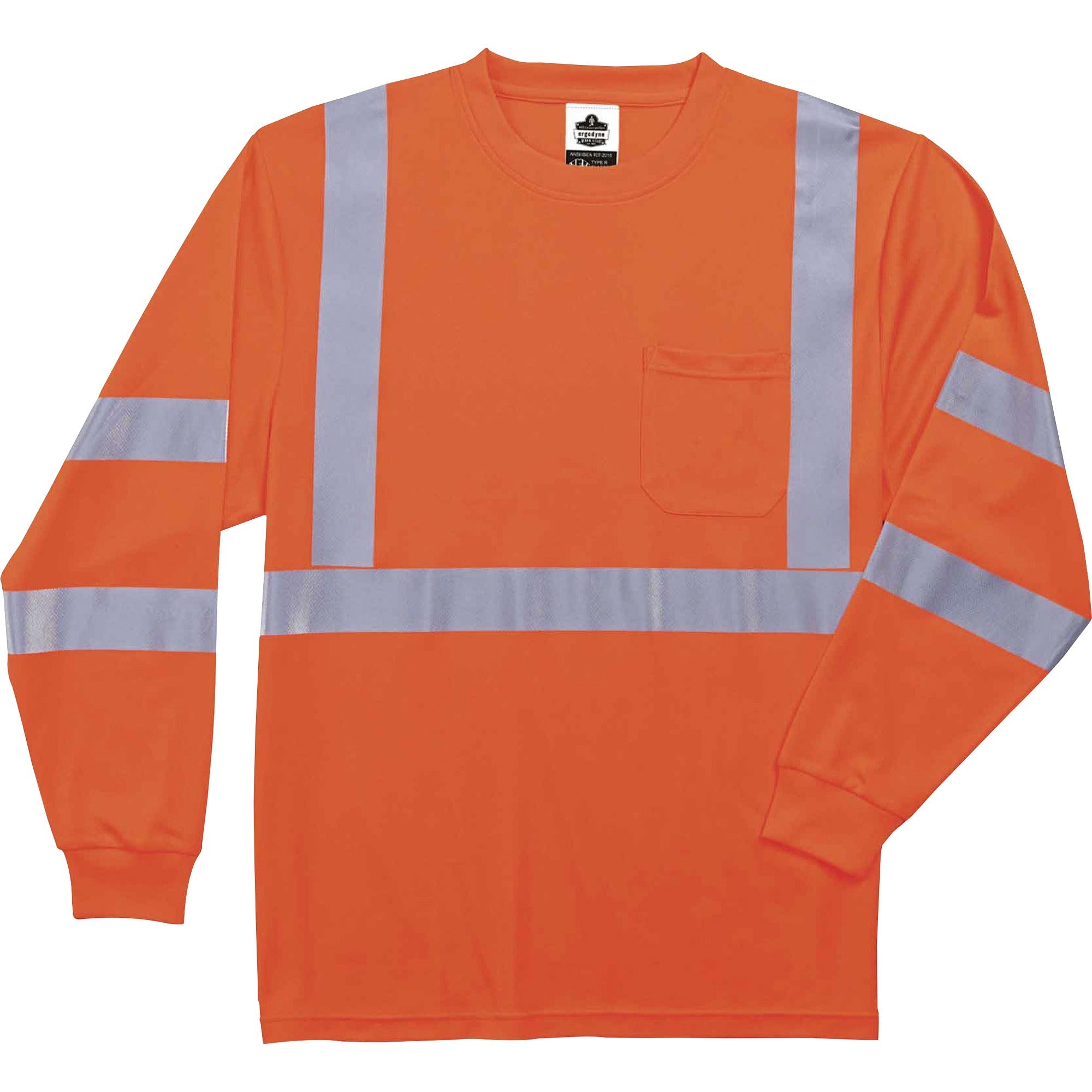 GloWear 8391 Class 3 Hi-Vis Long Sleeve Shirt, Polyester, Orange, 3X-Large, Ships in 1-3 Business Days