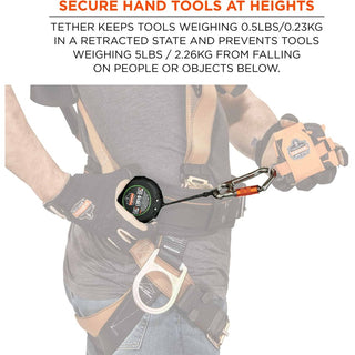 Squids 3010 Retractable Lanyard w/Locking Carabiner+Belt Clip, 5 lb Max Work Capacity, 48", Black, Ships in 1-3 Business Days